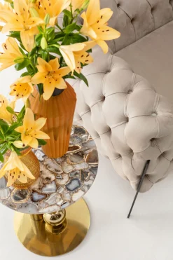 KARE Design Sohvapöydät*Agate Cut Sivupöytä, Metalli, Luonnonkivi Ø46cm