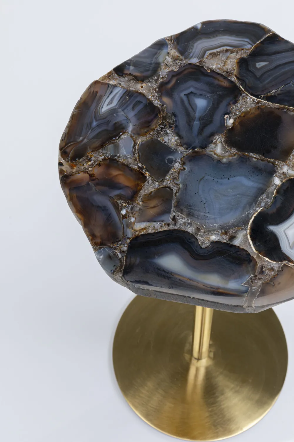 KARE Design Sohvapöydät*Agate Sivupöytä, Luonnonkivi, Metalli Ø25cm