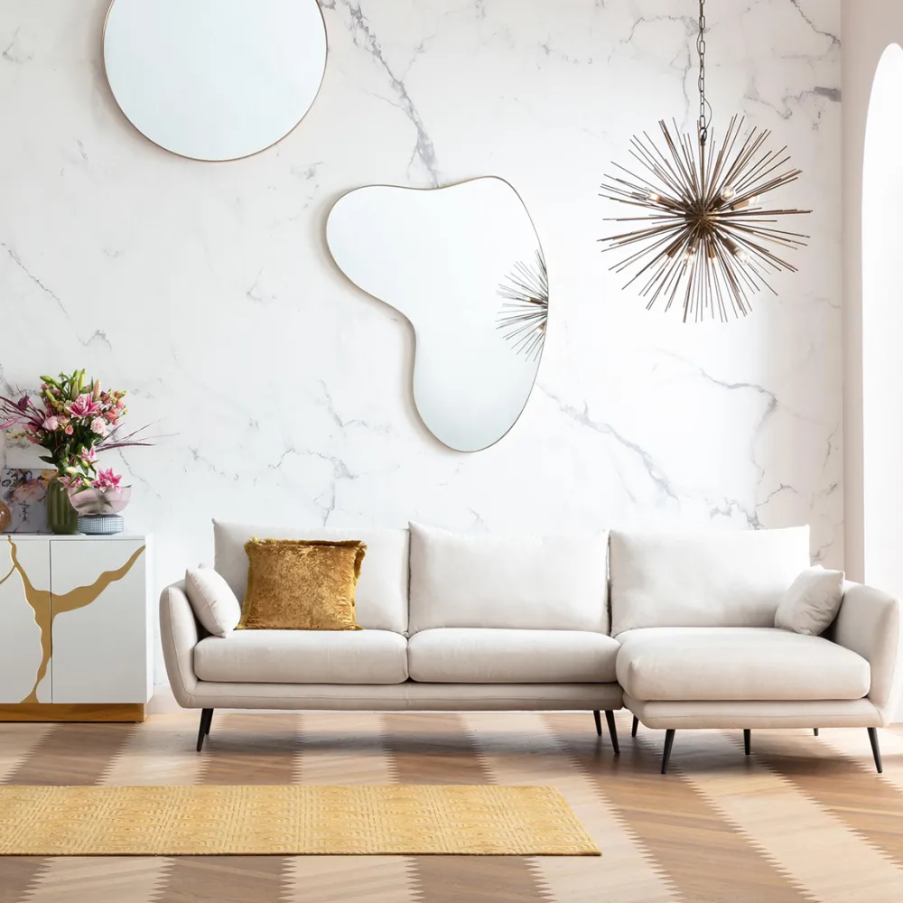 KARE Design Kulmasohvat*Amalfi Kulmasohva - Kermanvärinen, Oikea 275cm