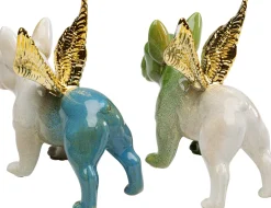 KARE Design Koriste-Esineet*Angel Wings Dog - Enkelikoira Koriste-esine, Vihreä Ja Sininen 2-setti