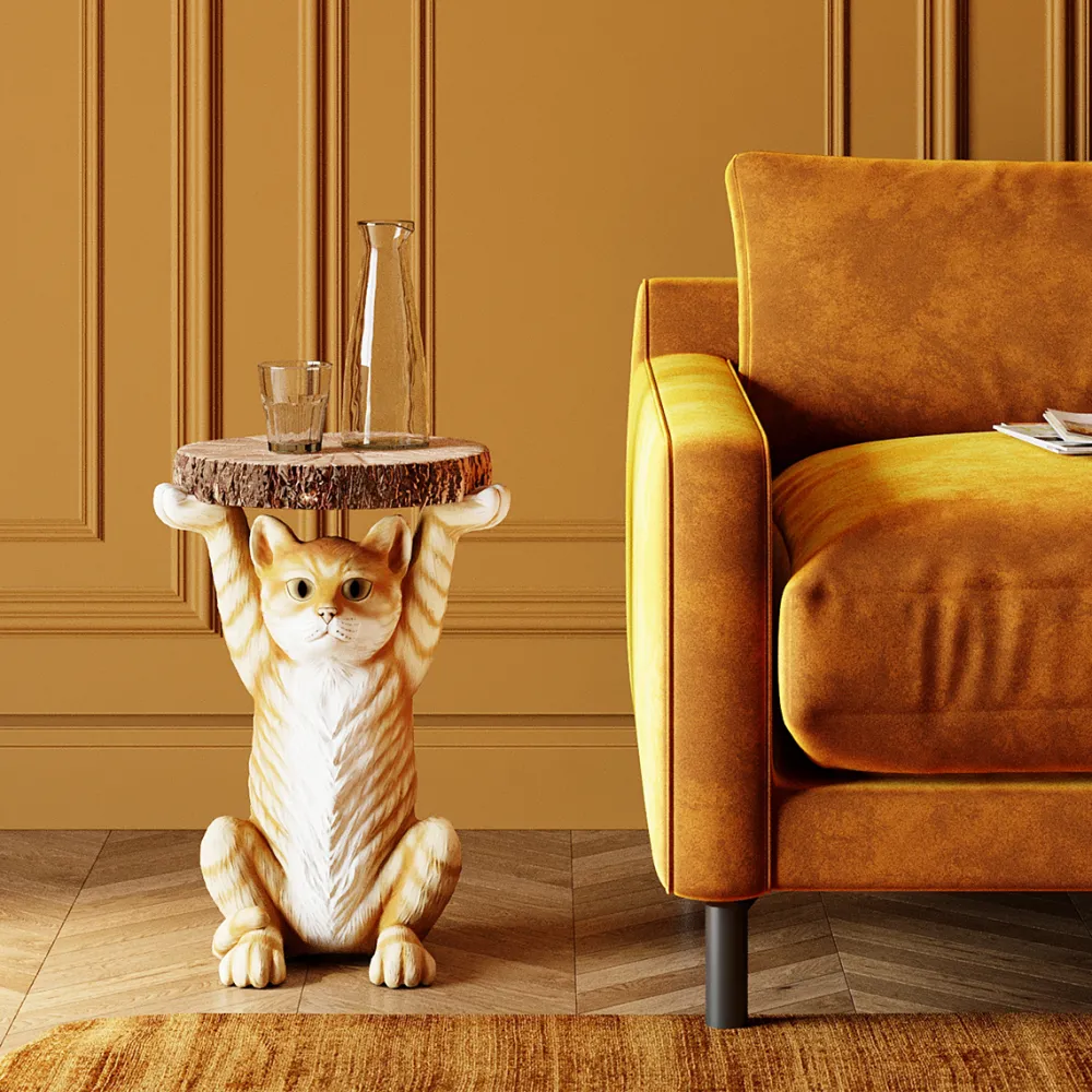 KARE Design Sohvapöydät|Olohuone*Animal Ms Cat Kissa Sivupöytä Ø33cm