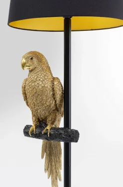 KARE Design Lattiavalaisimet|Olohuone*Animal Parrot Papukaija Lattiavalaisin, Kulta 176cm