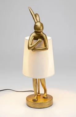 KARE Design Pöytävalaisimet*Animal Rabbit Pupu Pöytävalaisin, Pupulamppu, Kulta/valkoinen 50cm