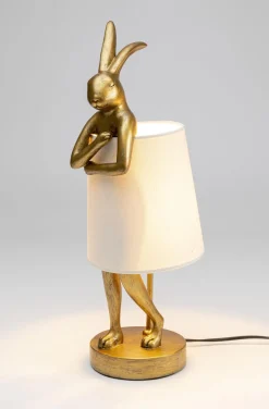 KARE Design Pöytävalaisimet*Animal Rabbit Pupu Pöytävalaisin, Pupulamppu, Kulta/valkoinen 50cm