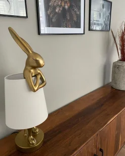 KARE Design Pöytävalaisimet*Animal Rabbit Pupu Pöytävalaisin, Pupulamppu, Kulta/valkoinen 50cm