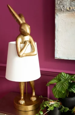 KARE Design Pöytävalaisimet*Animal Rabbit Pöytävalaisin, Pupu-lamppu Kulta/valkoinen 88cm