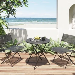 KARE Design Tuolit|Pöydät*Balcony Pöytä + 2 Tuolia Musta Ulkokaluste (3/osaa)