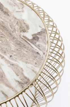 KARE Design Sohvapöydät|Olohuone*Beam Sivupöytä - Harmaa, Marmori, Messinki Ø43cm