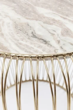 KARE Design Sohvapöydät|Olohuone*Beam Sivupöytä - Harmaa, Marmori, Messinki Ø43cm