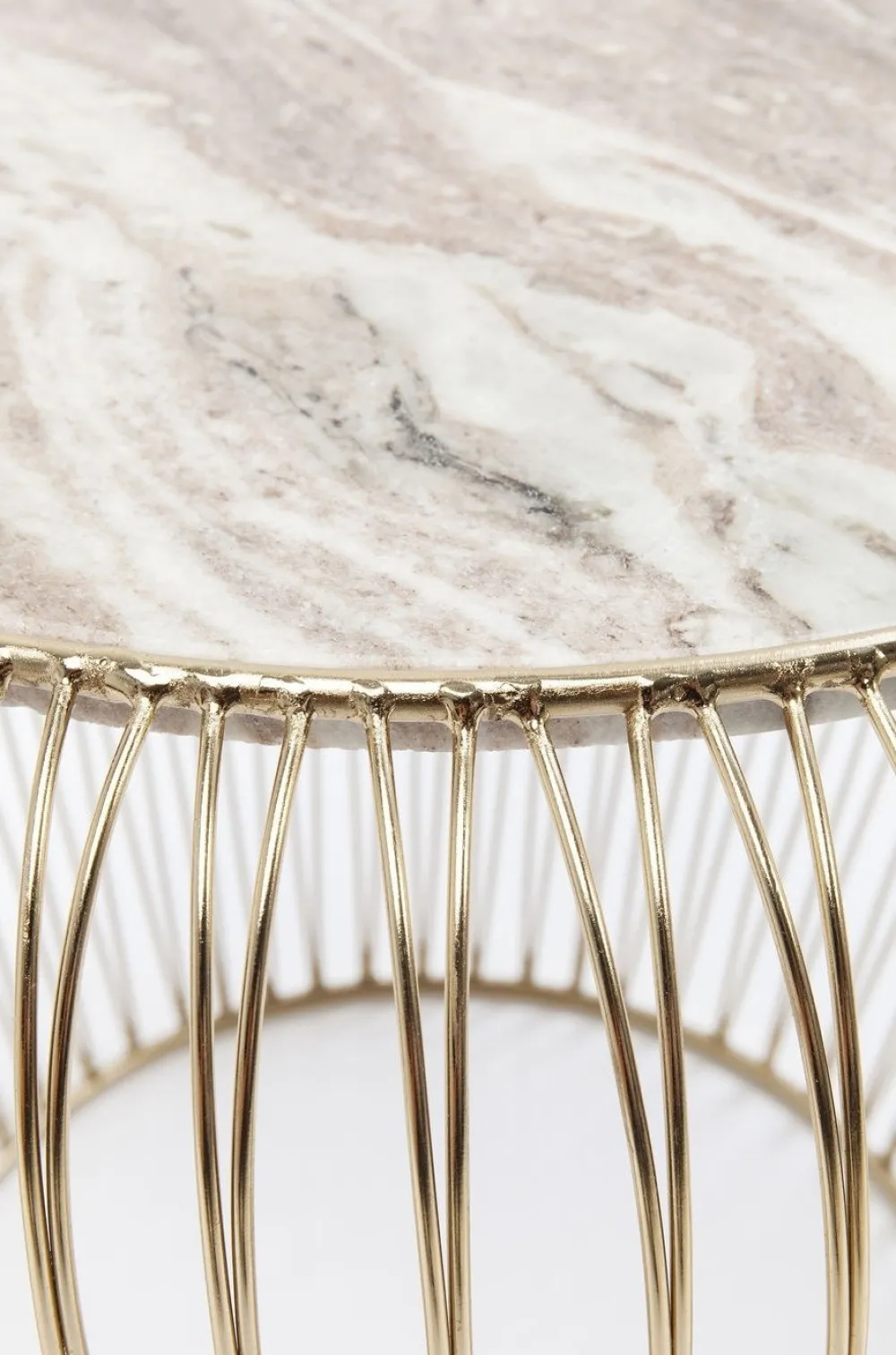 KARE Design Sohvapöydät|Olohuone*Beam Sivupöytä - Harmaa, Marmori, Messinki Ø43cm