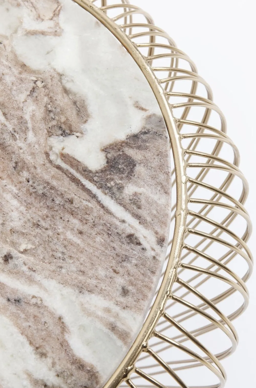 KARE Design Sohvapöydät|Olohuone*Beam Sivupöytä - Harmaa, Marmori, Messinki Ø43cm