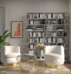 KARE Design Sohvapöydät|Olohuone*Beam Sivupöytä - Valkoinen, Marmori, Messinki Ø32cm