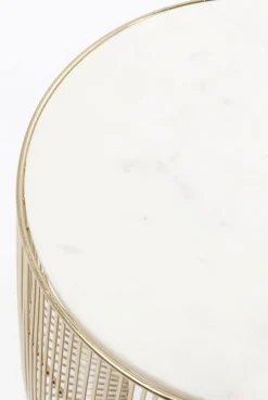 KARE Design Sohvapöydät|Olohuone*Beam Sivupöytä - Valkoinen, Marmori, Messinki Ø32cm