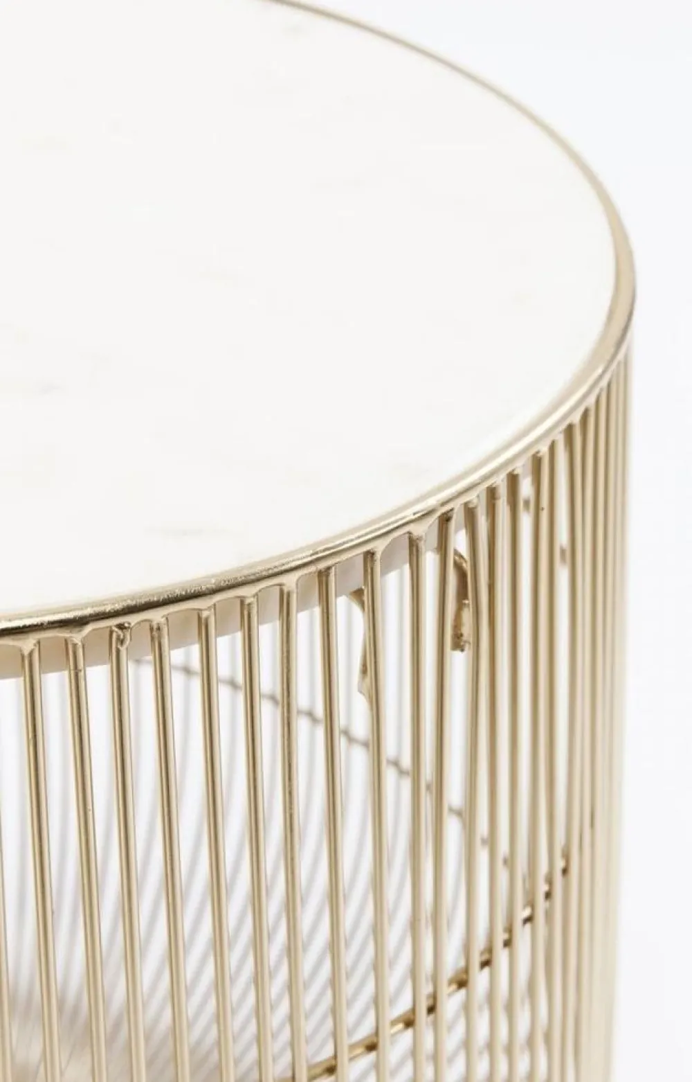 KARE Design Sohvapöydät|Olohuone*Beam Sivupöytä - Valkoinen, Marmori, Messinki Ø32cm