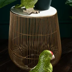 KARE Design Sohvapöydät|Olohuone*Beam Sivupöytä - Valkoinen, Marmori, Messinki Ø32cm