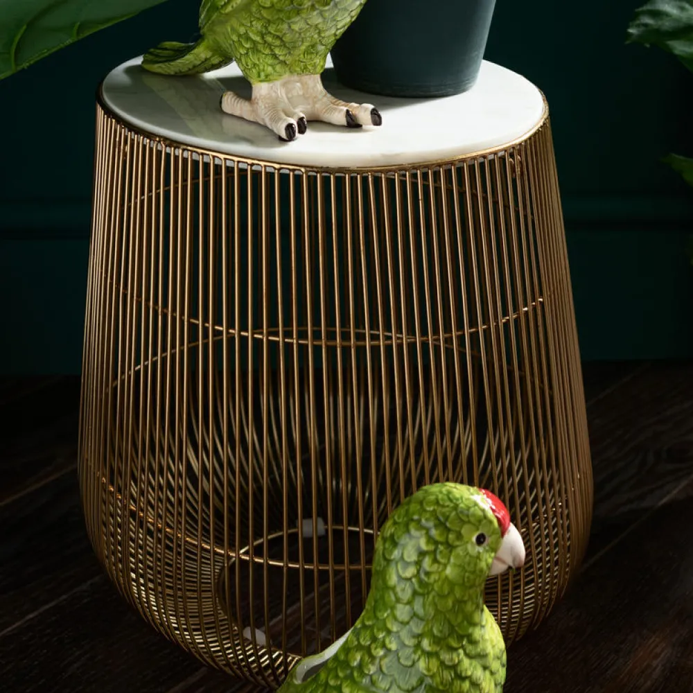 KARE Design Sohvapöydät|Olohuone*Beam Sivupöytä - Valkoinen, Marmori, Messinki Ø32cm