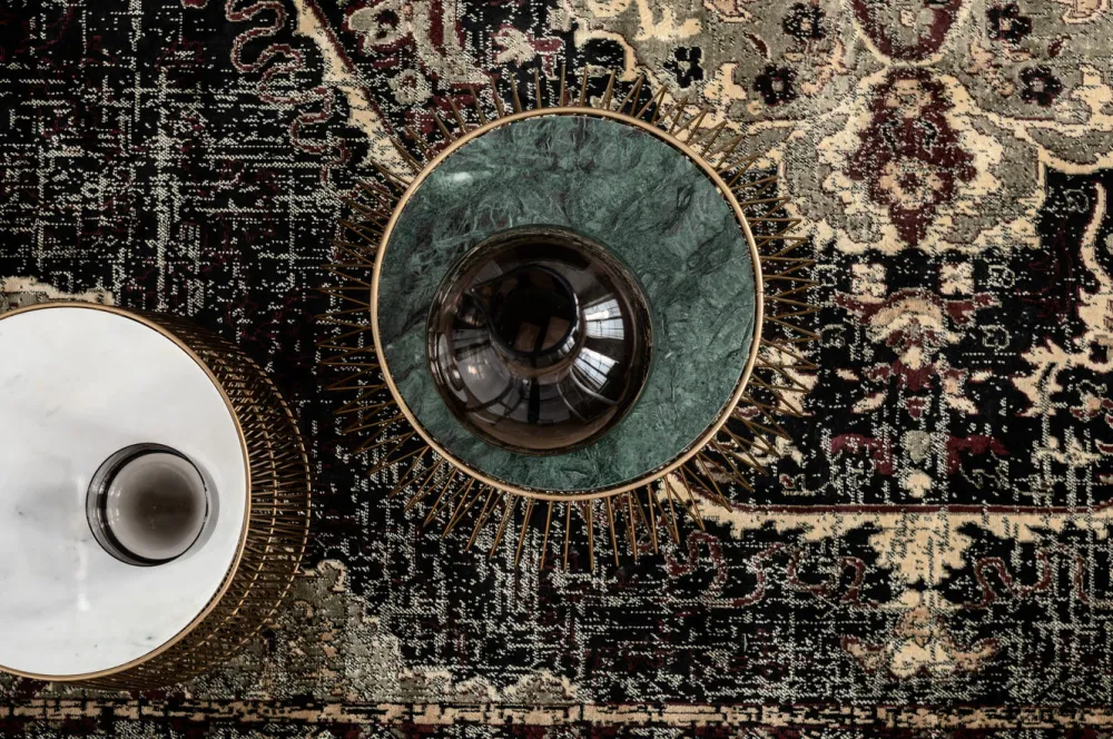 KARE Design Sohvapöydät|Olohuone*Beam Sivupöytä - Valkoinen, Marmori, Messinki Ø32cm