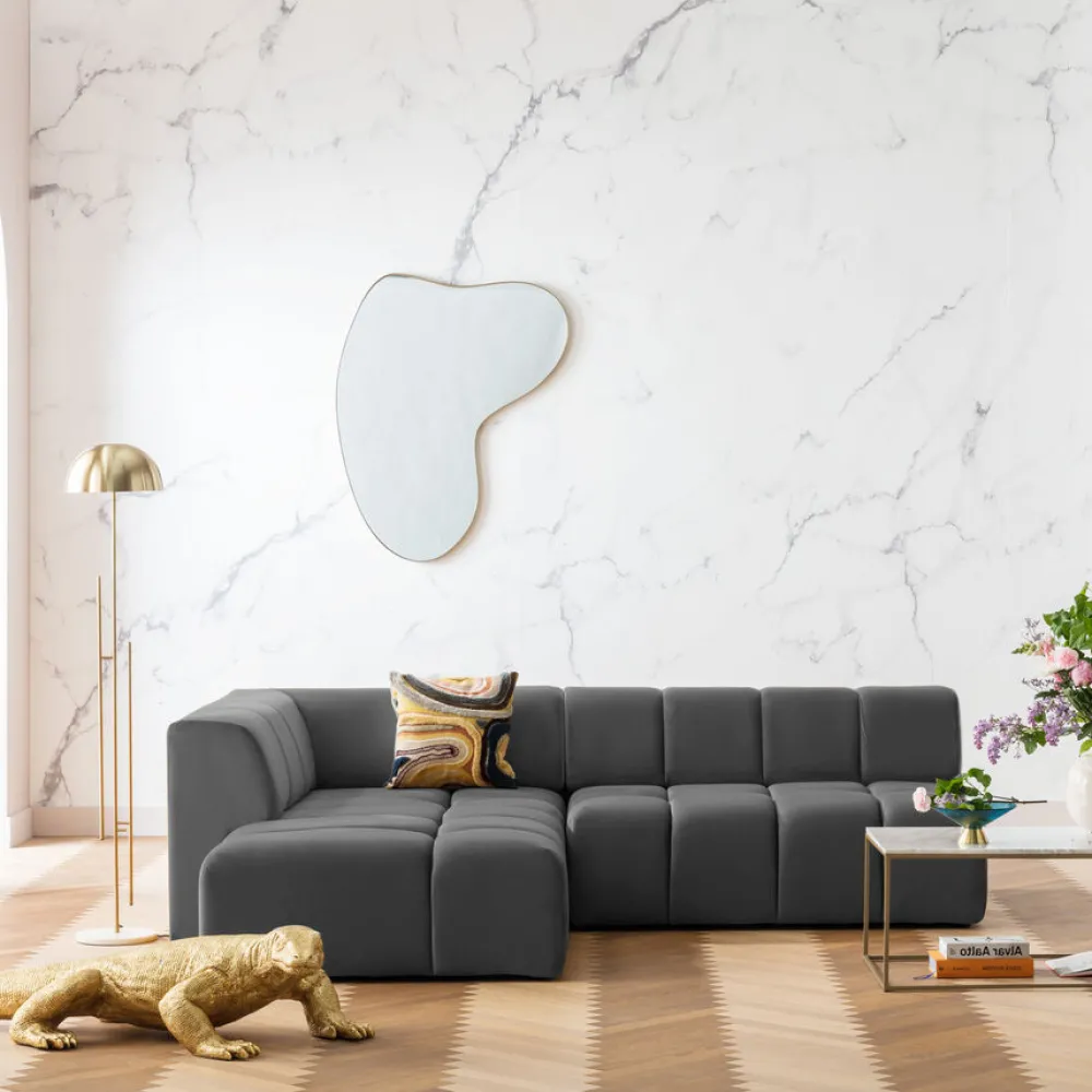 KARE Design Kulmasohvat*Belami Velvet Kulmasohva -samettia, Harmaa, Vasen