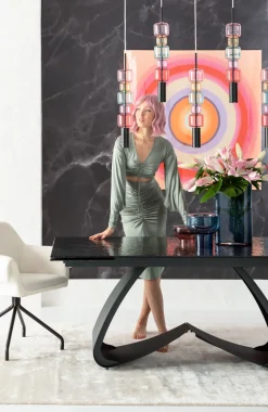 KARE Design Pöydät*Bellagio Jatkettava Pöytä Lasia Ja Terästä 180(40+40)x95cm