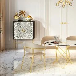 KARE Design Tuolit*Belle Tuoli Käsinojilla - Sametti, Kermanvärinen (2/Setti)