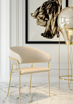 KARE Design Tuolit*Belle Tuoli Käsinojilla - Sametti, Kermanvärinen (2/Setti)