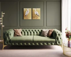 KARE Design Sohvat*Bellissima Sohva 3-istuttava - Sametti, Vihreä 240cm