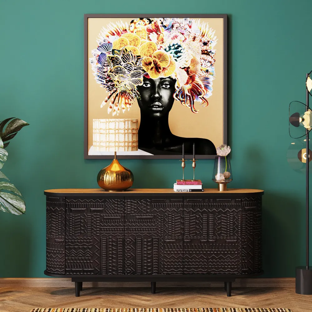 KARE Design Lipastot*Berber Senkki, Mangopuuta, Musta 160x75cm