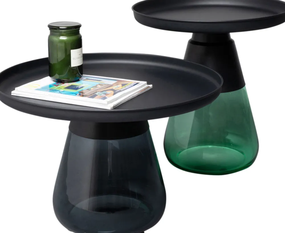 KARE Design Sohvapöydät|Olohuone*Bottiglia Sivupöytä, Vihreä/musta Ø50cm