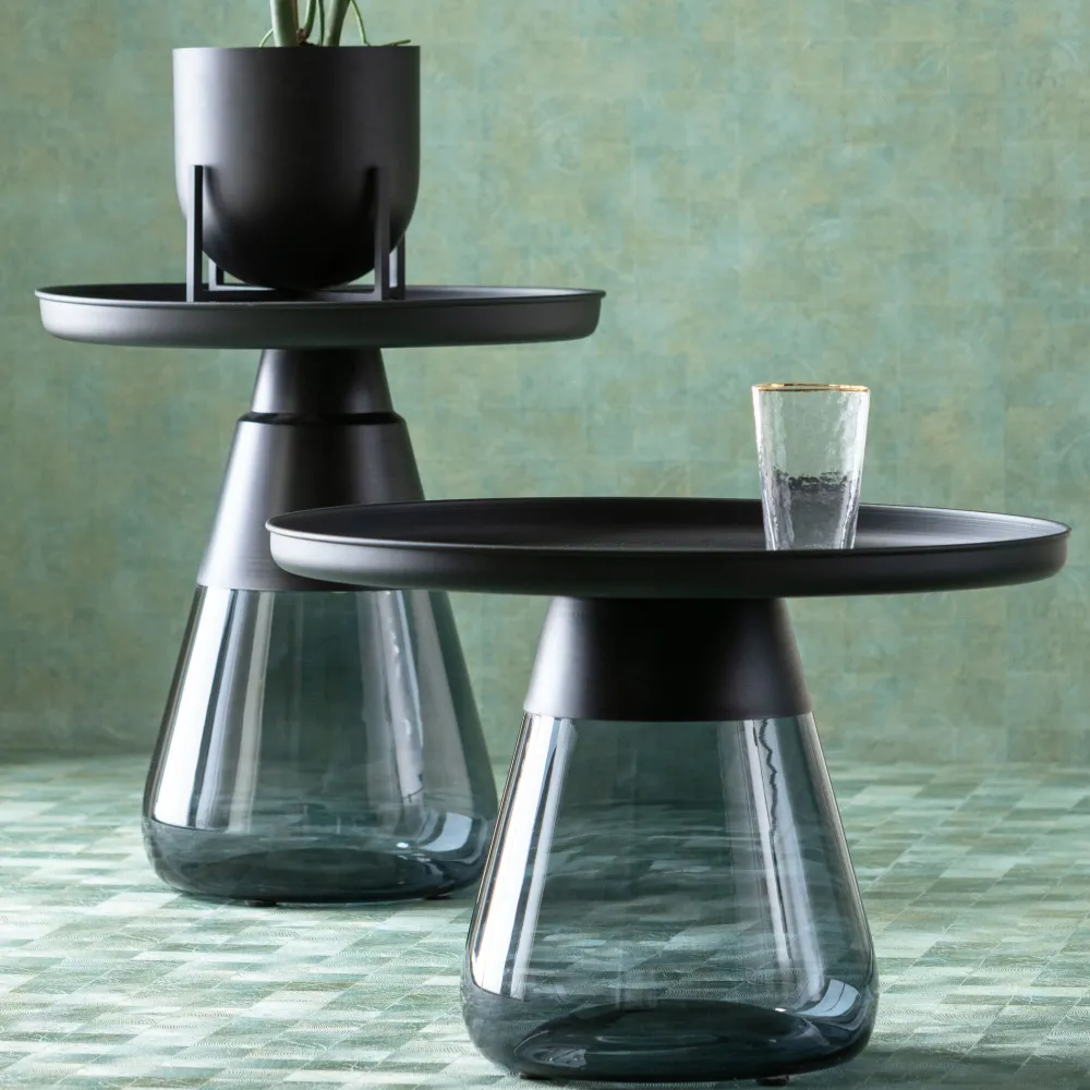 KARE Design Sohvapöydät|Olohuone*Bottiglia Smoke Sivupöytä, Musta Ø 60cm