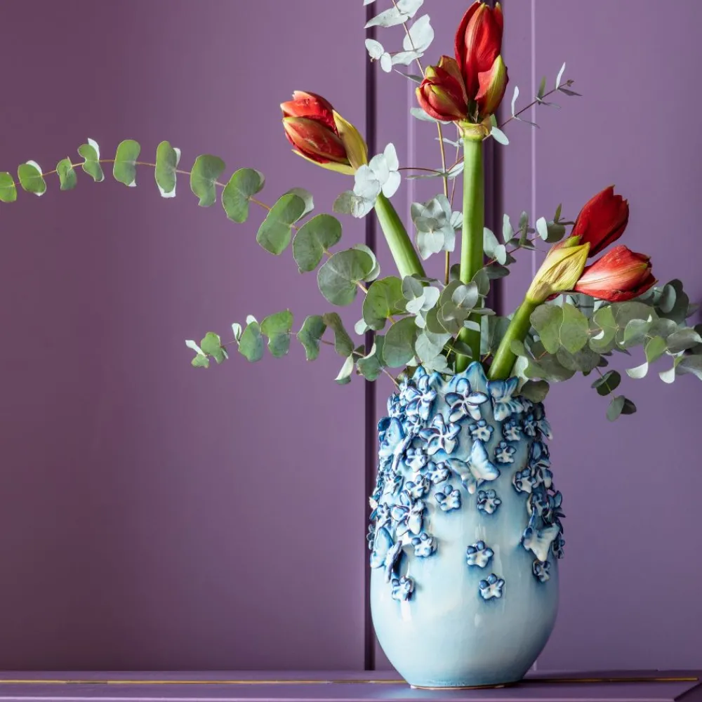 KARE Design Maljakot|Olohuone*Butterflies Perhoset Maljakko, Vaaleansininen 35cm