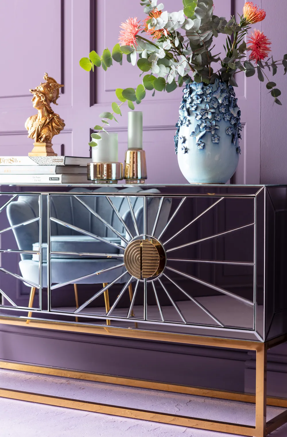 KARE Design Maljakot|Olohuone*Butterflies Perhoset Maljakko, Vaaleansininen 35cm