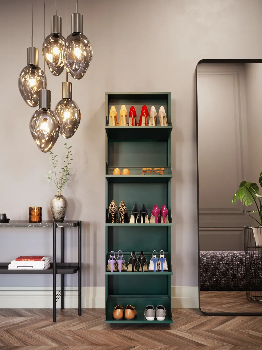 KARE Design Kenkäkaapit*Caruso Kenkäkaappi Vihreä 5 Lokeroa