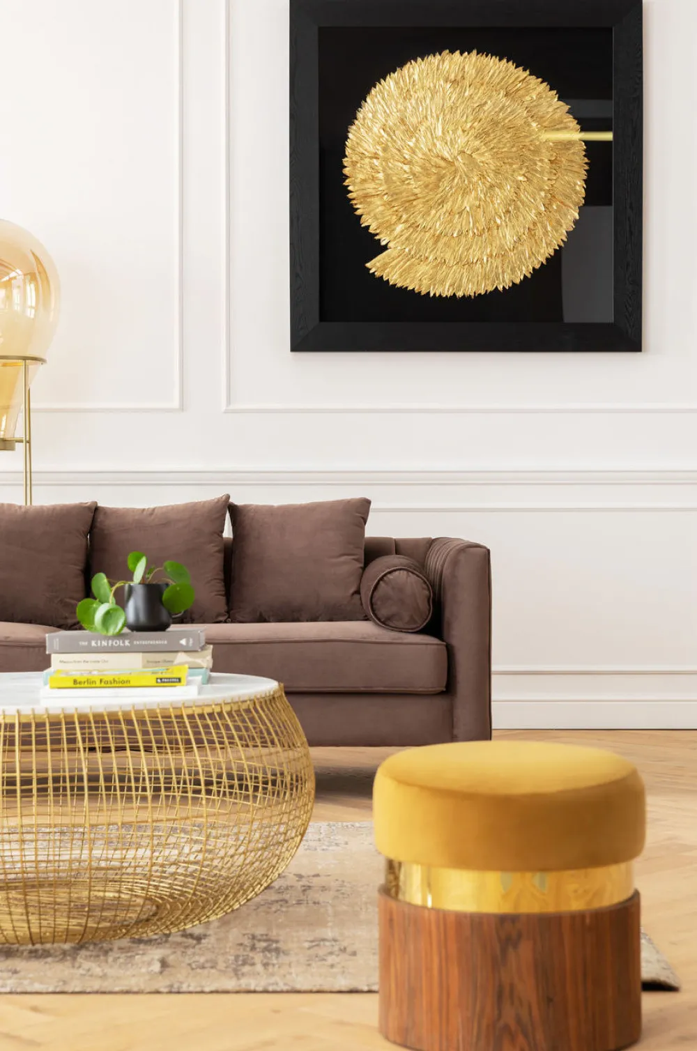 KARE Design Sohvapöydät*Cesta Marble Sohvapöytä, Kulta Ø100cm