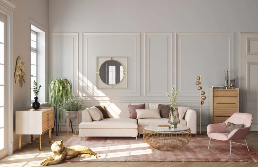 KARE Design Sohvapöydät*Cesta Marble Sohvapöytä, Kulta Ø100cm