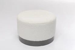 KARE Design Rahit Ja Jakkarat*Cherry Boucle Rahi, Jakkara, Kermanvärinen, Savunharmaa Ø55cm