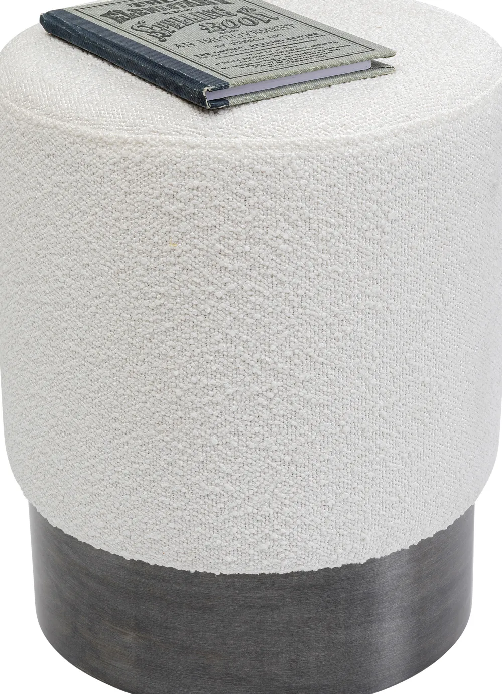 KARE Design Rahit Ja Jakkarat*Cherry Boucle Rahi, Jakkara - Kermanvärinen, Savunharmaa Ø35cm