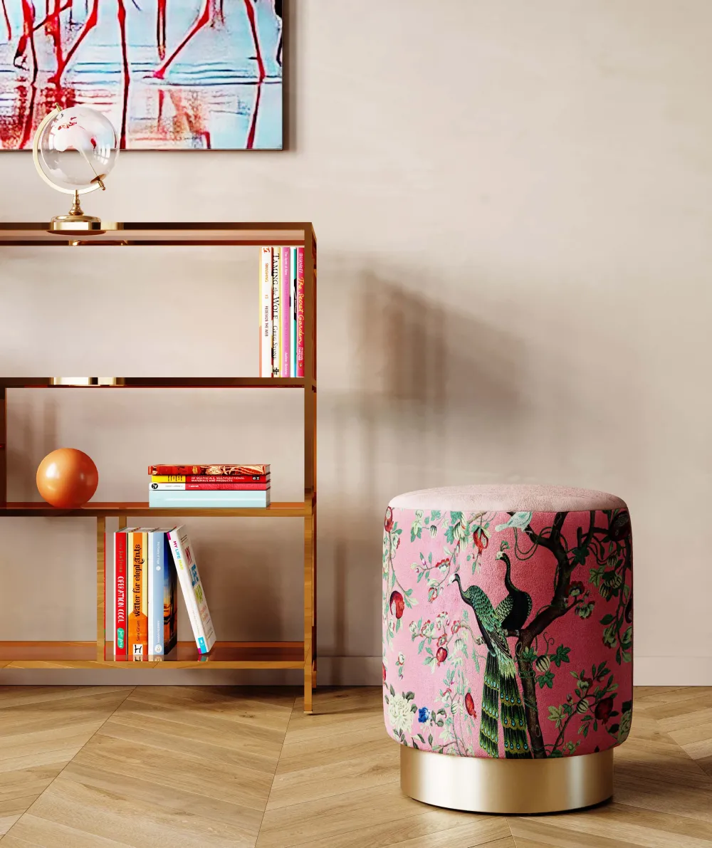 KARE Design Rahit Ja Jakkarat*Cherry Peacock Riikinkukko Jakkara, Palli, Messinki Ø32cm