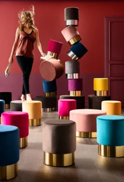 KARE Design Rahit Ja Jakkarat*Cherry Rahi, Jakkara, Tummanvihreä/messinki Ø35cm