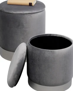 KARE Design Rahit Ja Jakkarat*Cherry Säilytys Jakkara, Harmaa, Hopea (2/Setti)