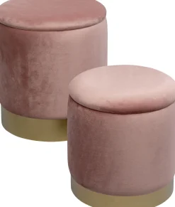 KARE Design Rahit Ja Jakkarat*Cherry Säilytys Jakkara, Roosa, Messinki (2/Setti)