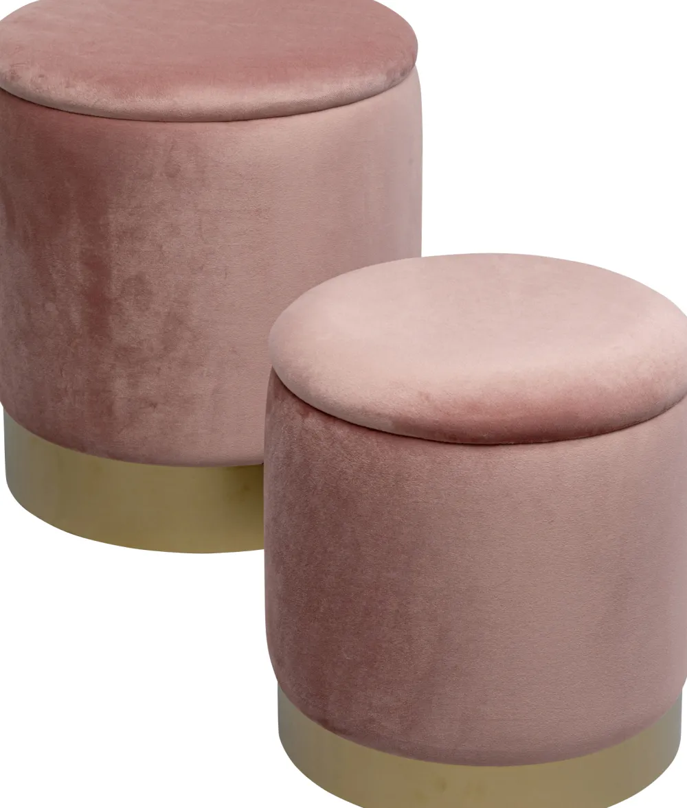 KARE Design Rahit Ja Jakkarat*Cherry Säilytys Jakkara, Roosa, Messinki (2/Setti)