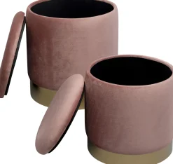 KARE Design Rahit Ja Jakkarat*Cherry Säilytys Jakkara, Roosa, Messinki (2/Setti)