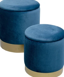 KARE Design Rahit Ja Jakkarat*Cherry Säilytys Jakkara, Sininen, Messinki (2/Setti)