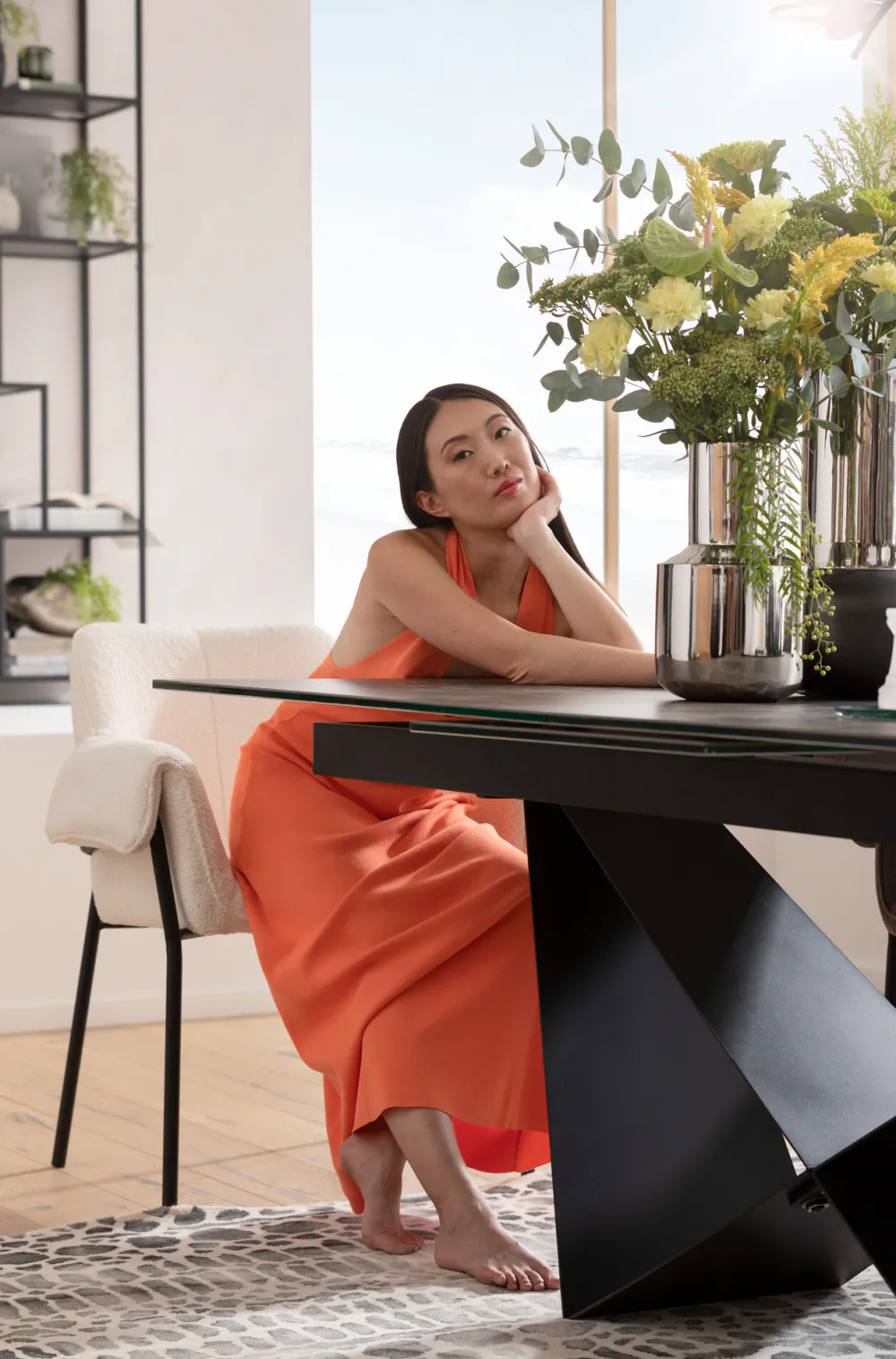 KARE Design Pöydät*Connesso Jatkettava Ruokapöytä, Keraaminen Pöytälevy 200(+60)x100cm