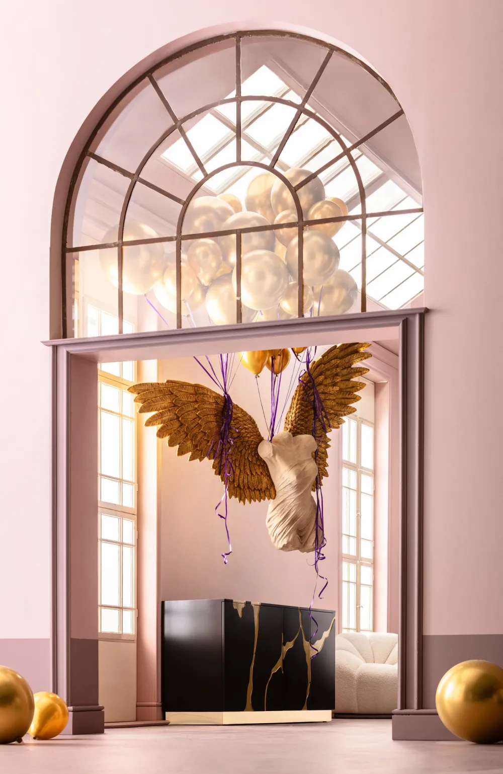 KARE Design Senkit|Lipastot*Cracked Senkki - Musta, Kulta 165x80cm