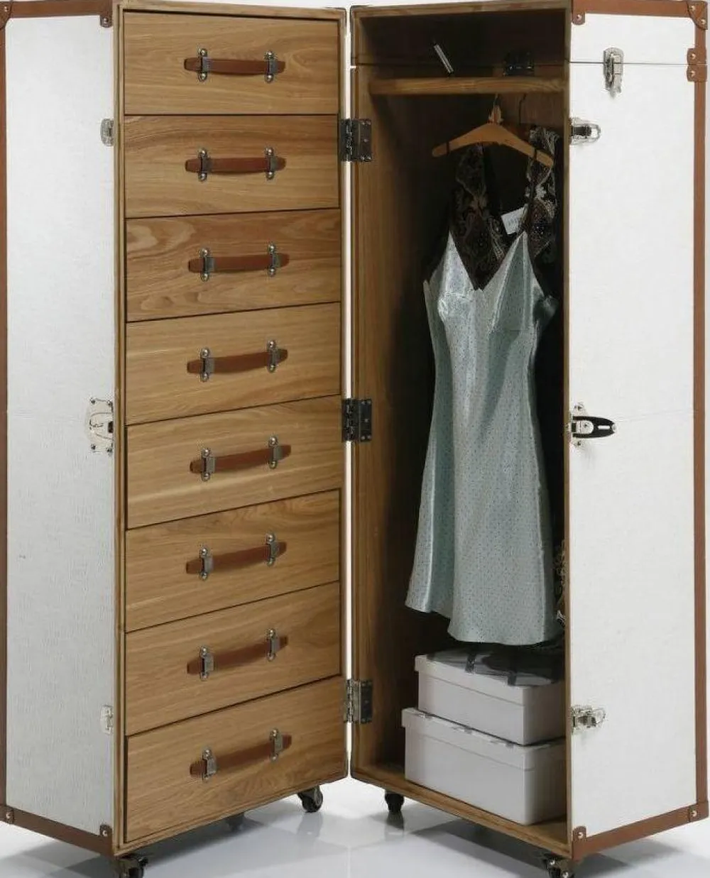 KARE Design Kaapit*Croco Cosmopolitan Matka-arkku Vaatekaappi, Valkoinen