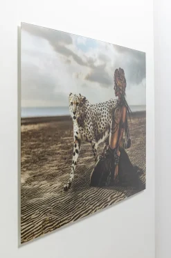 KARE Design Taulut|Olohuone*Desert Beauty, Pantteri Ja Nainen, Lasitaulu 150x100cm