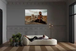 KARE Design Taulut|Olohuone*Desert Beauty, Pantteri Ja Nainen, Lasitaulu 150x100cm