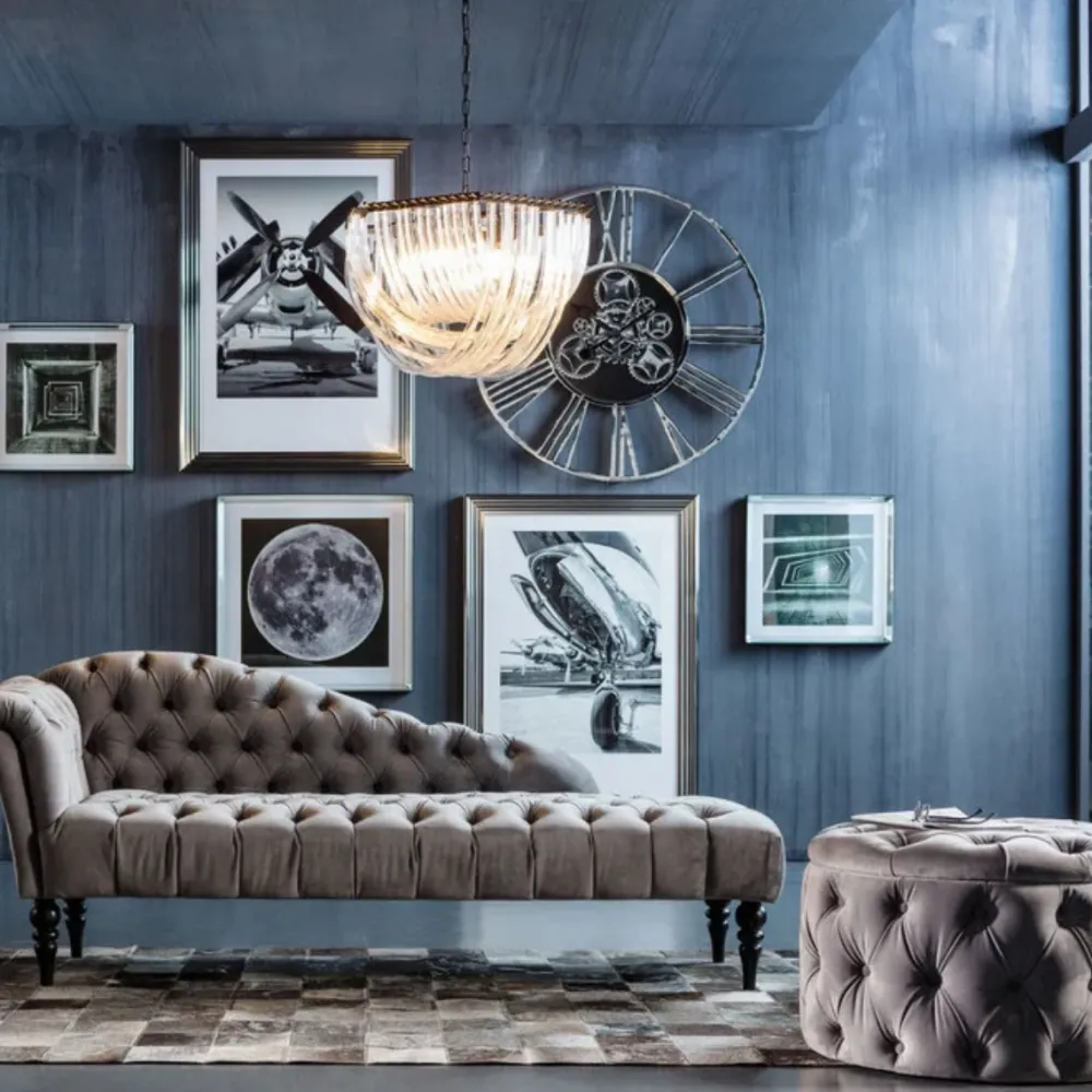 KARE Design Rahit Ja Jakkarat*Desire Round Velvet Jakkara, Rahi, Hopea