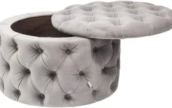 KARE Design Rahit Ja Jakkarat*Desire Round Velvet Jakkara, Rahi, Hopea